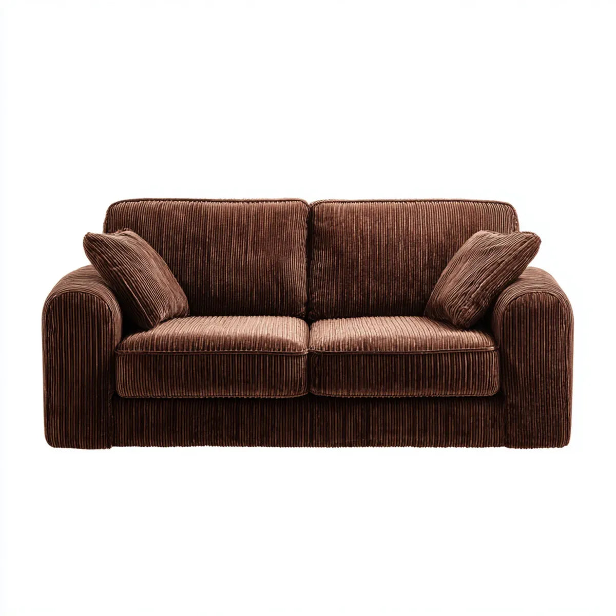 Canapé 2 places marron en velours côtelé de polyester 180 x 90 x 82 cm