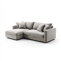 Canapé d'angle 3 places avec méridienne gauche gris en velours polyester 250 x 160 x 85 cm