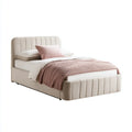 Lit double capitonné beige 160 x 200 cm en velours polyester rectangulaire