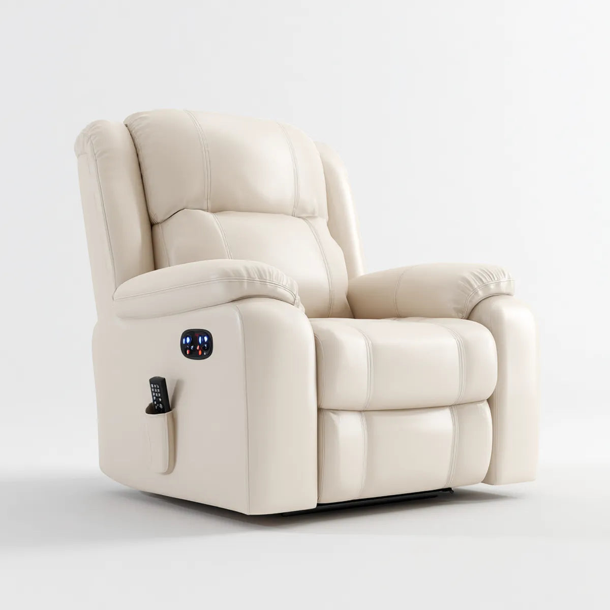 Fauteuil de massage inclinable électrique beige en cuir synthétique PU 90 x 95 x 105 cm