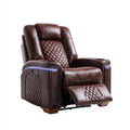 Fauteuil de massage inclinable électrique marron foncé en cuir PU 96 x 91 x 104 cm