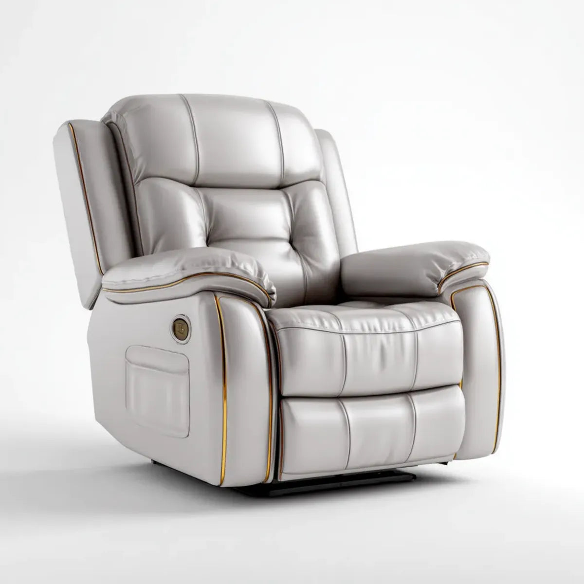 Fauteuil de relaxation électrique inclinable gris clair en cuir PU 102 x 92 x 105 cm