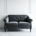 Canapé 2 places droit gris anthracite en velours de polyester 168 x 86 x 92 cm