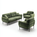 Ensemble canapé 3 places et 2 fauteuils vert olive en velours de polyester avec structure en acier 210 x 90 x 85 cm