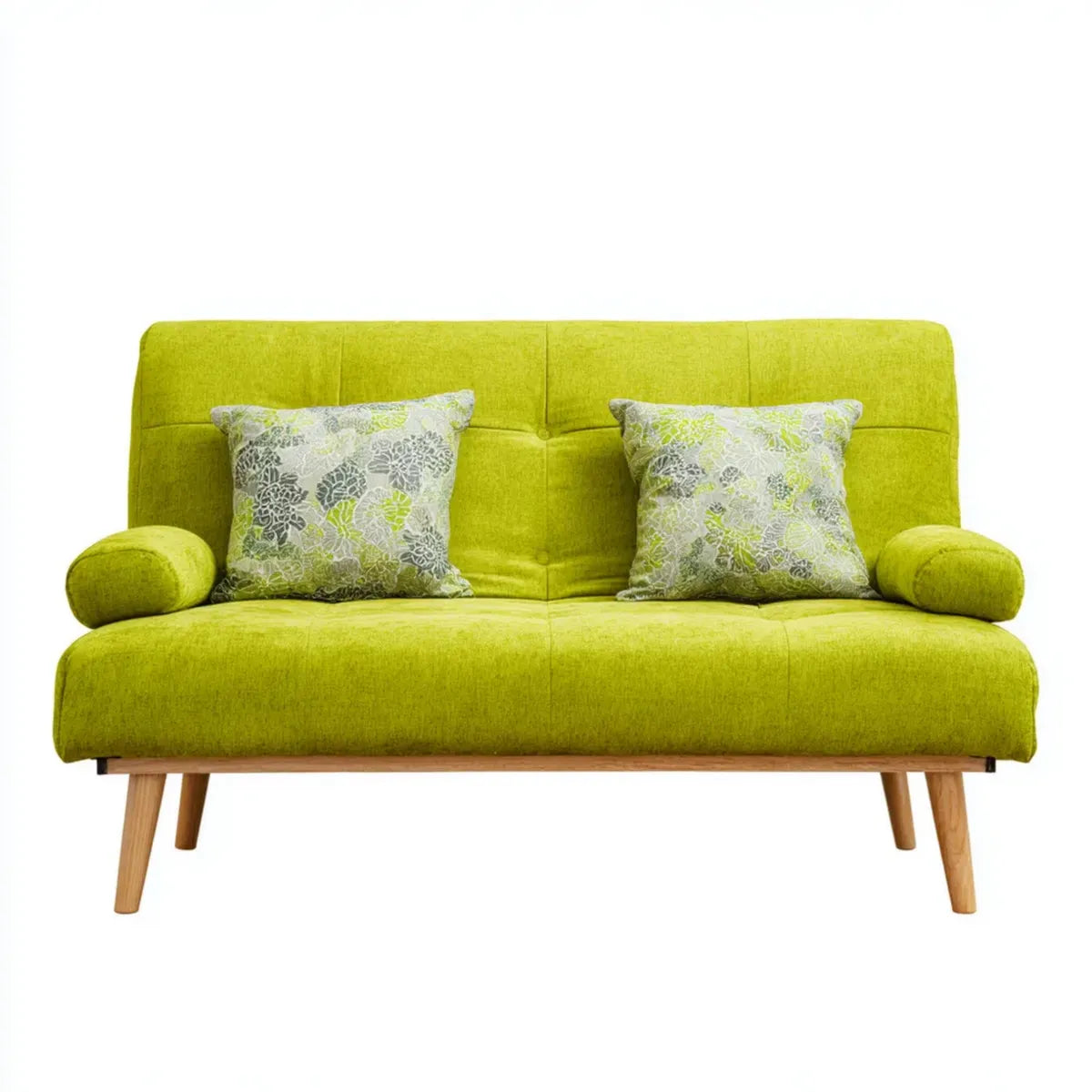 Canapé 2 places vert citron en polyester avec pieds en bois massif 130 x 75 x 80 cm
