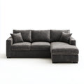 Canapé d'angle droit 3 places gris anthracite 260 x 160 x 85 cm en polyester effet velours forme en L