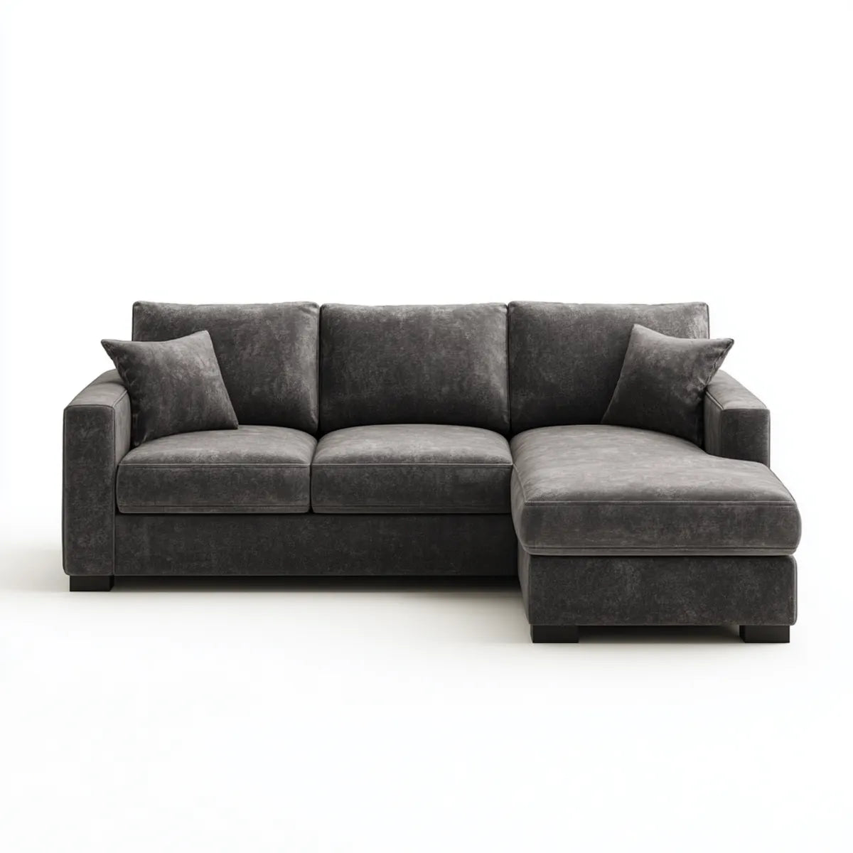 Canapé d'angle droit 3 places gris anthracite 260 x 160 x 85 cm en polyester effet velours forme en L