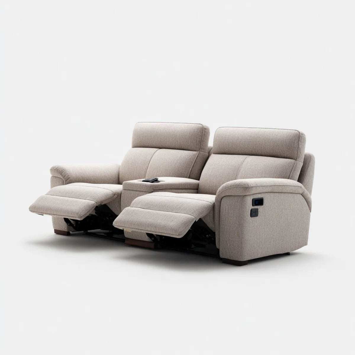 Canapé relaxation électrique 2 places beige en polyester forme droite 190 x 95 x 103 cm
