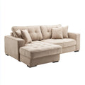 Canapé 3 places avec pouf beige 220 x 95 x 86 cm polyester forme droite