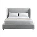 Lit double capitonné gris 160 x 200 cm en polyester forme rectangulaire