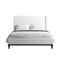 Lit double blanc 160 x 200 cm en similicuir PU rectangulaire avec tête de lit haute