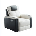 Fauteuil relax électrique inclinable blanc et noir en revêtement PU 90 x 95 x 105 cm