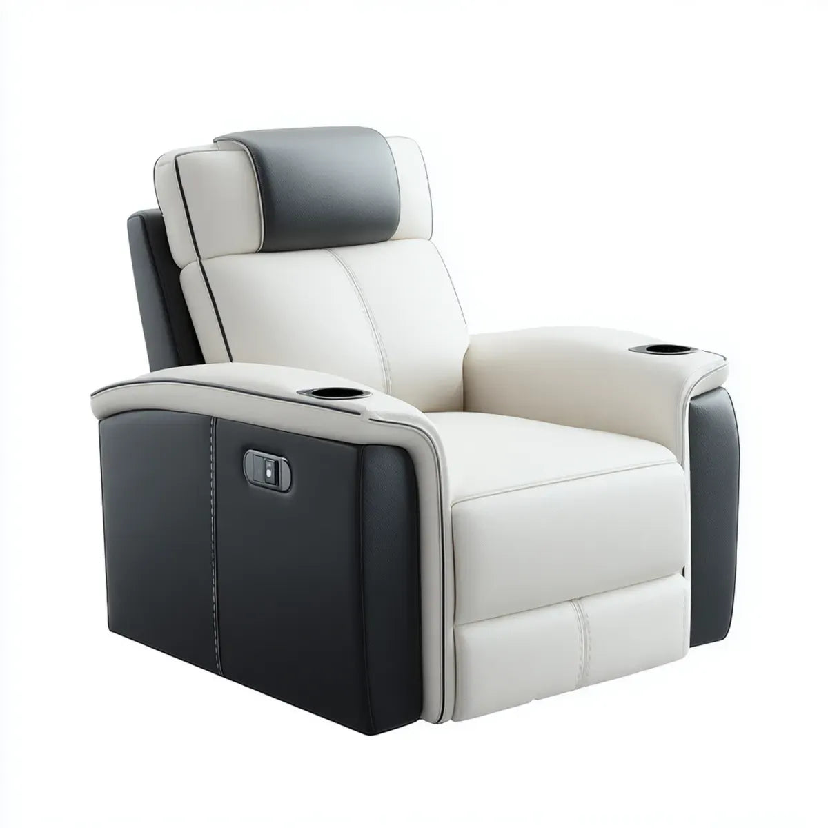 Fauteuil relax électrique inclinable blanc et noir en revêtement PU 90 x 95 x 105 cm